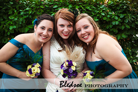 "Bride with her bridesmaids"
