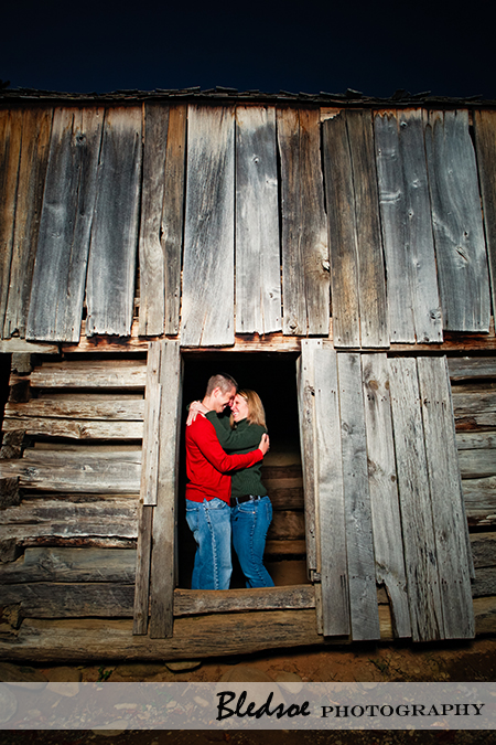 "Engagement photos at Cades Cove barn"