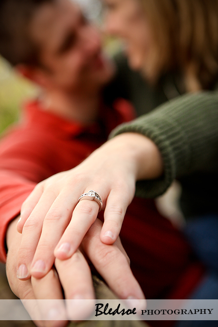 "Showing off the engagement ring at Campbell Station Park in Knoxville"