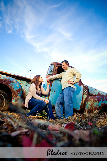 "Amy and Scott with the vintage truck at UT Gardens"